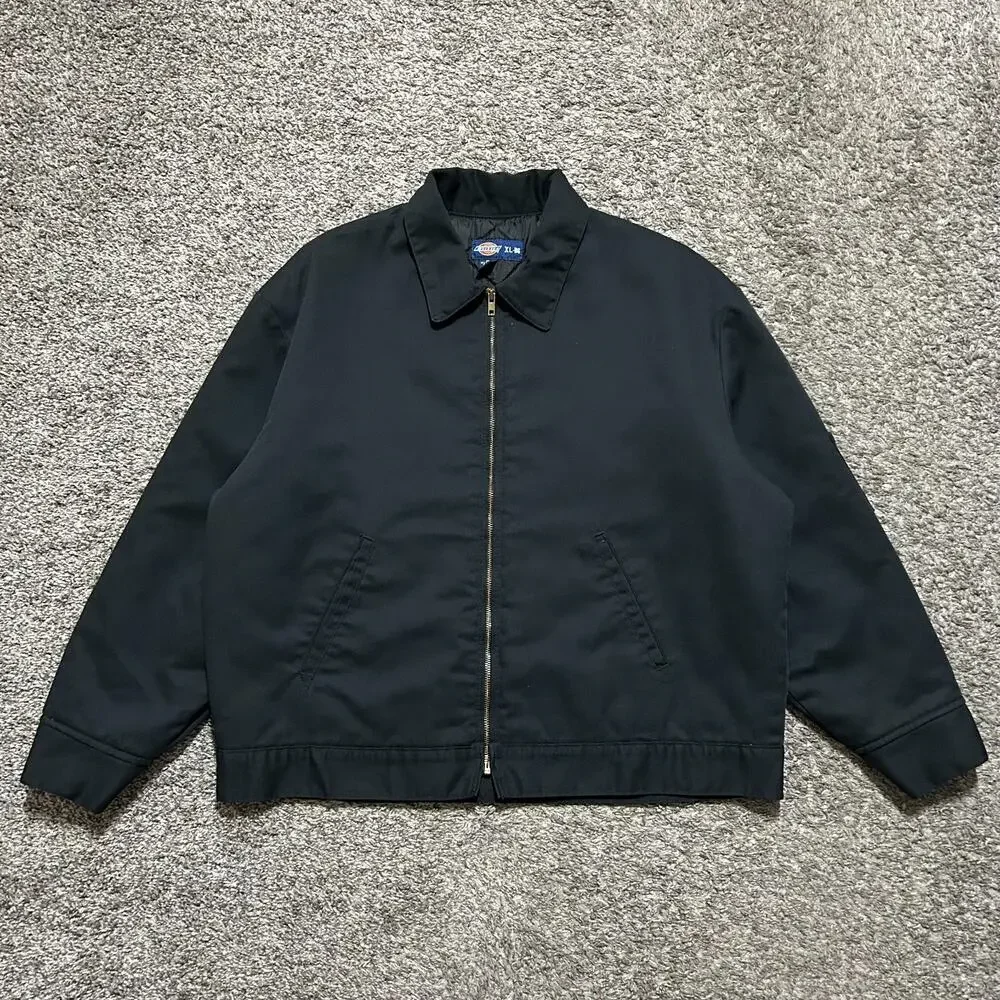 Vintage Dickies Jacket Mechanic Eisenhower Detroit Full Zip Black 90s Mens XL